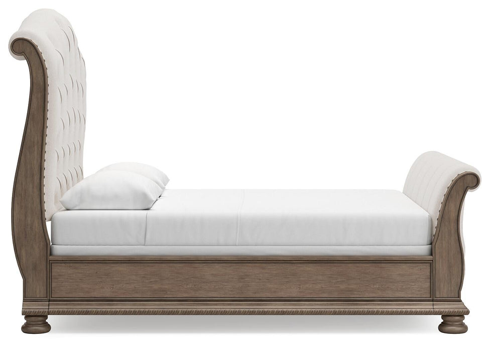 Ardenfield Queen Upholstered Sleigh Bed, Dresser and Mirror - alternate view 8