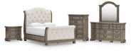 Ardenfield Queen Upholstered Sleigh Bed, Dresser, Mirror, Chest and Nightstand