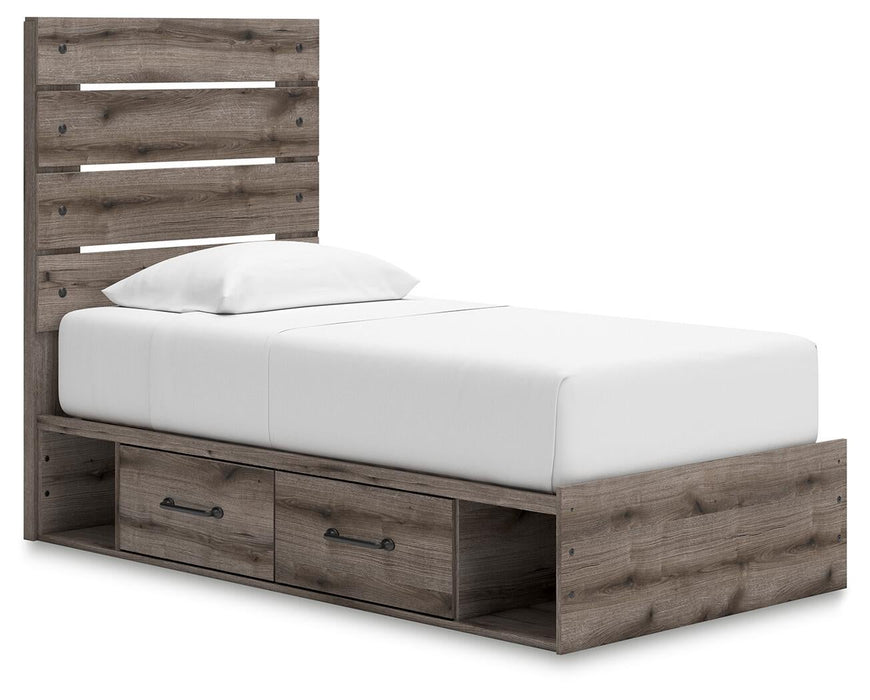 Urbanoore Twin Panel Bed with Storage, Dresser and Mirror - alternate view 8