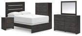 Delmorta Full Panel Bed, Dresser, Mirror, Chest and Nightstand