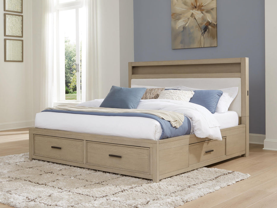 Calmoro King Bookcase Bed with Mirrored Dresser and Nightstand - alternate view 11