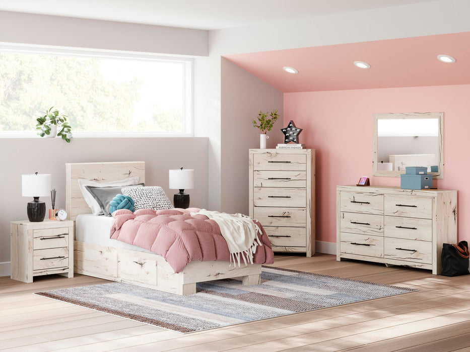 Lawroy Twin Panel Bed with Storage, Dresser and Mirror - alternate view 12