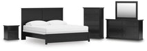 Maribel King Panel Bed, Dresser, Mirror, Chest and Nightstand