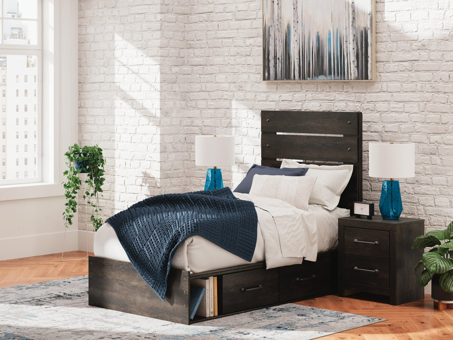 Delmorta Twin Panel Storage Bed, Dresser, Mirror and Nightstand - alternate view 21