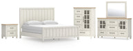 Shaybrock California King Panel Bed, Dresser, Mirror, Chest and Nightstand