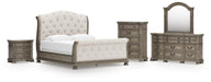 Ardenfield California King Upholstered Sleigh Bed, Dresser, Mirror, Chest and Nightstand