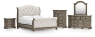 Ardenfield King Upholstered Sleigh Bed, Dresser, Mirror, Chest and Nightstand