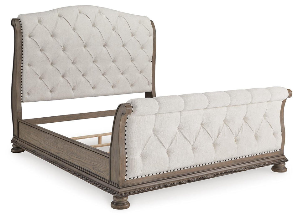 Ardenfield King Upholstered Sleigh Bed, Dresser and Mirror - alternate view 5