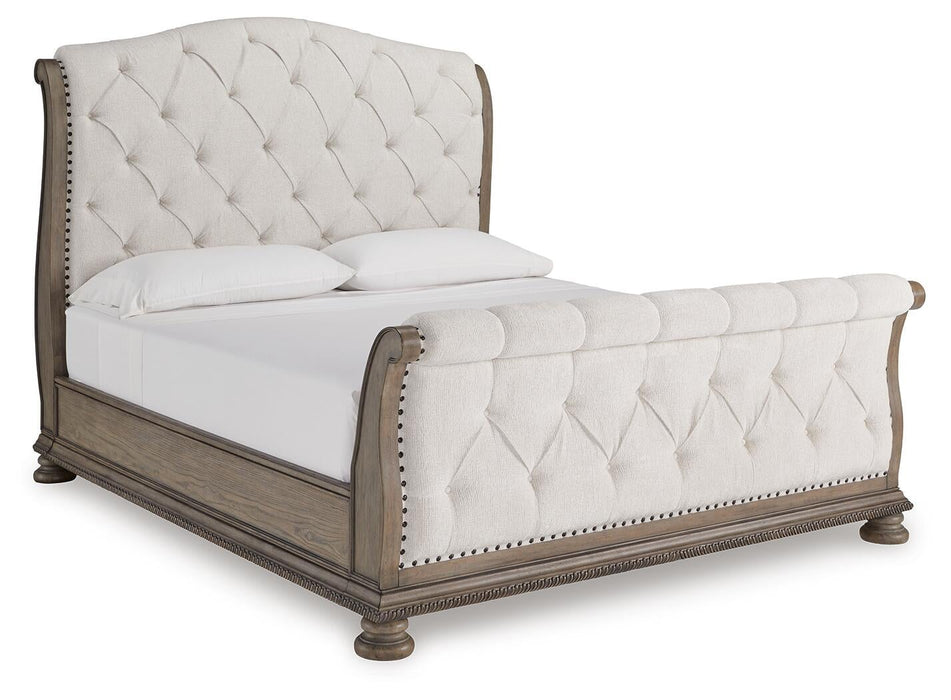 Ardenfield King Upholstered Sleigh Bed, Dresser and Mirror - alternate view 4