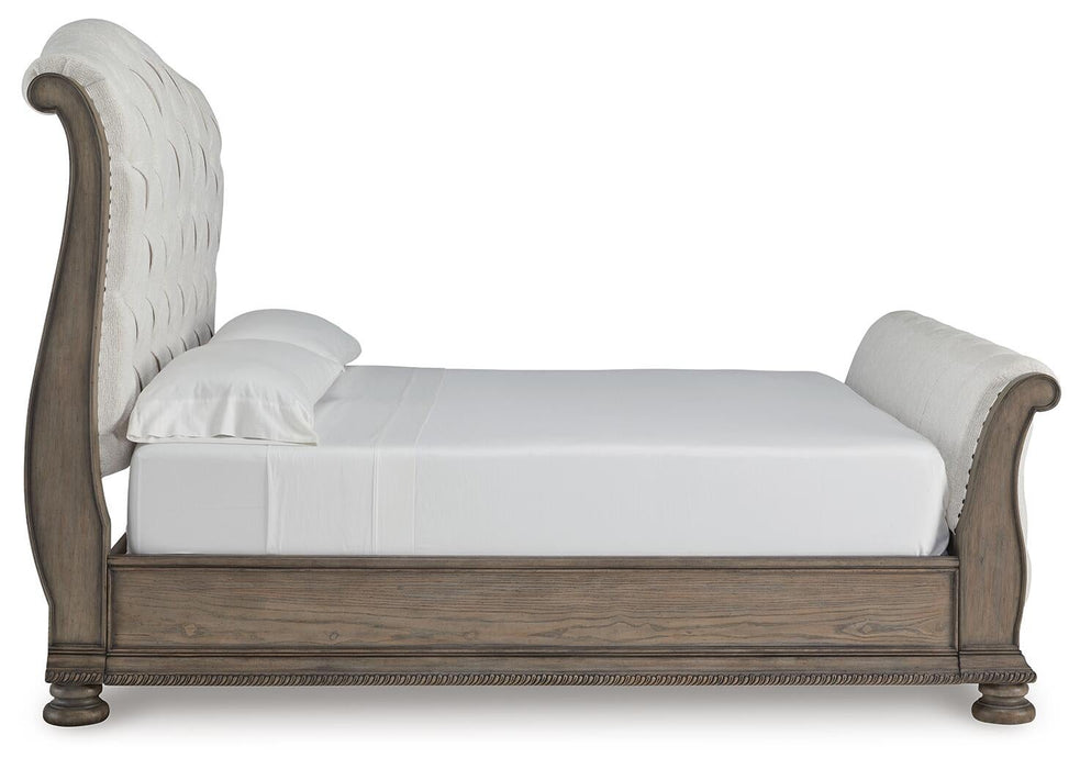 Ardenfield King Upholstered Sleigh Bed, Dresser and Mirror - alternate view 8