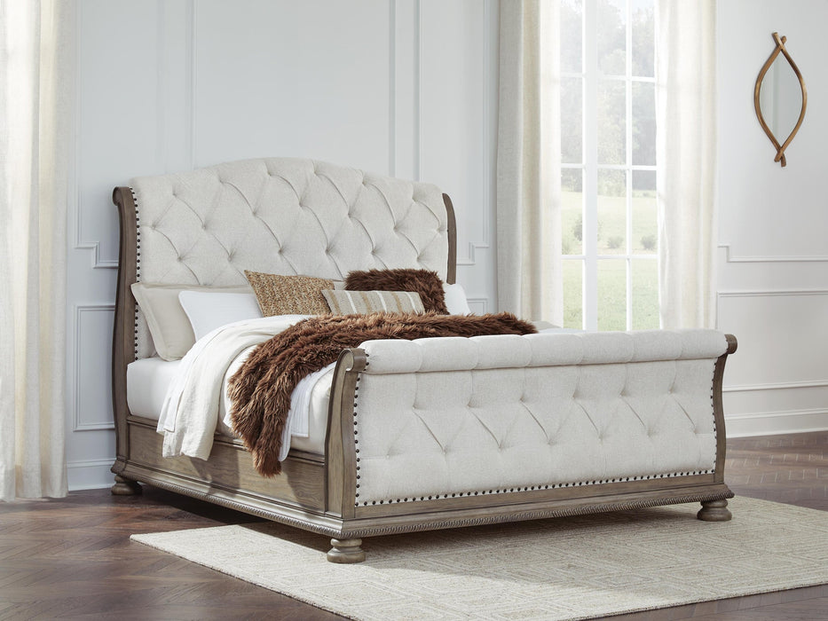 Ardenfield King Upholstered Sleigh Bed, Dresser and Mirror - alternate view 7