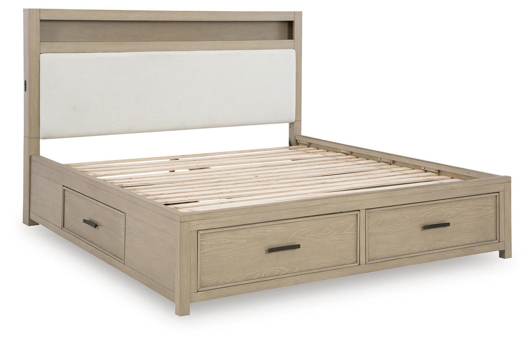 Calmoro Queen Bookcase Bed with Mirrored Dresser - alternate view 4
