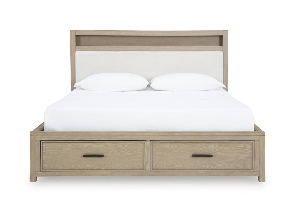 Calmoro Queen Bookcase Bed with Mirrored Dresser - alternate view 2