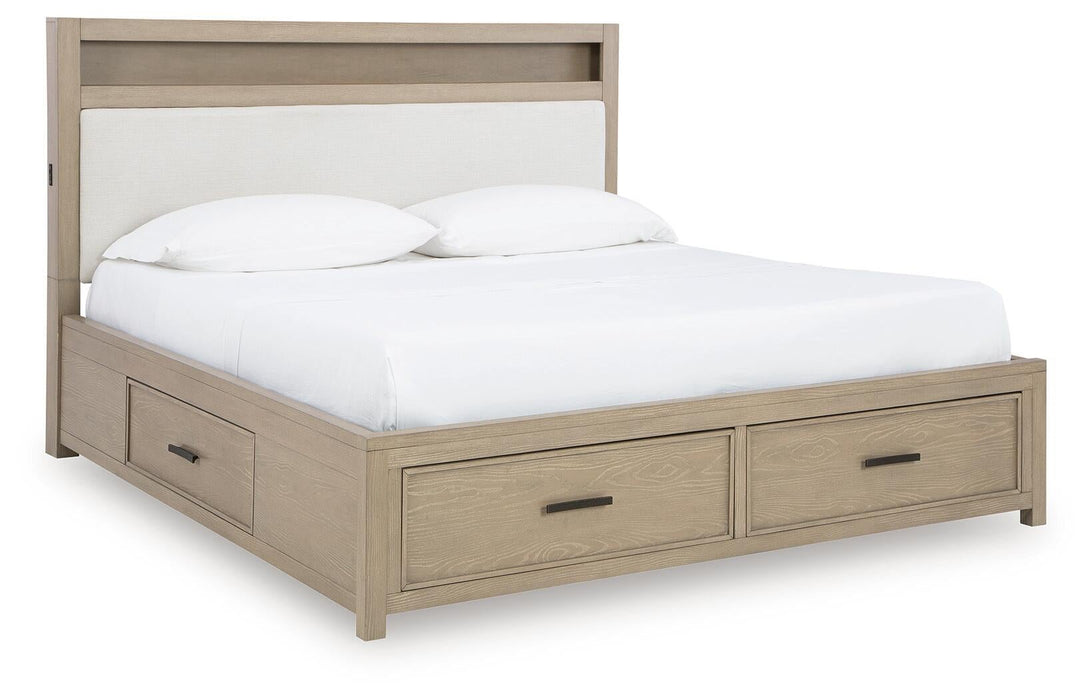 Calmoro Queen Bookcase Bed with Mirrored Dresser and Nightstand - alternate view 3