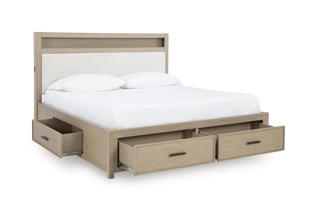 Calmoro Queen Bookcase Bed with Mirrored Dresser - alternate view 3