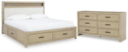 Calmoro King Bookcase Bed with Mirrored Dresser - alternate view 2