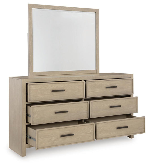 Calmoro California King Bookcase Bed with Mirrored Dresser and Nightstand - alternate view 3