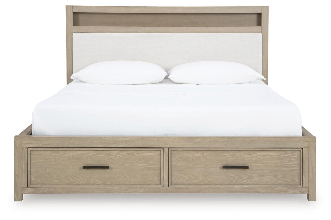 Calmoro California King Bookcase Bed with Mirrored Dresser and Nightstand - alternate view 4
