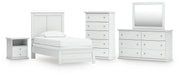 Bostwick Shoals Twin Panel Bed, Dresser, Mirror, Chest and Nightstand