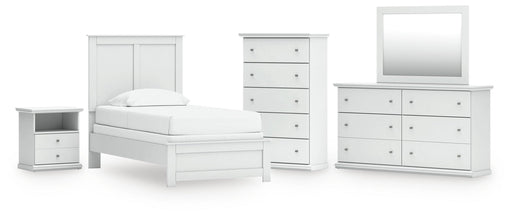 Bostwick Shoals Twin Panel Bed, Dresser, Mirror, Chest and Nightstand
