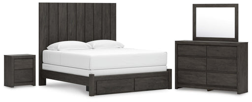 Parlayon King Panel Storage Bed, Dresser, Mirror and Nightstand