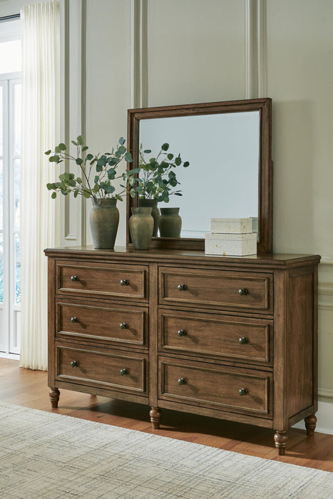 Sturlayne Queen Upholstered Panel Bed, Dresser and Mirror - alternate view 6