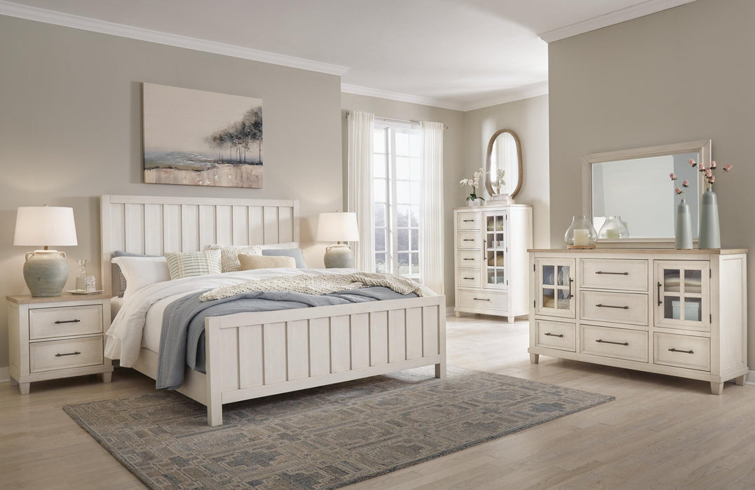 Shaybrock King Panel Bed, Dresser, Mirror and Nightstand - alternate view 9
