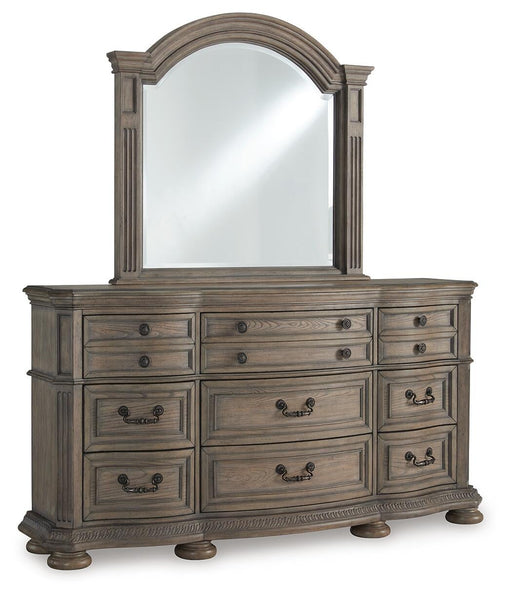 Ardenfield California King Upholstered Sleigh Bed, Dresser and Mirror - alternate view 2