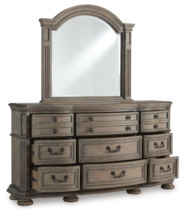 Ardenfield California King Upholstered Sleigh Bed, Dresser and Mirror - alternate view 3