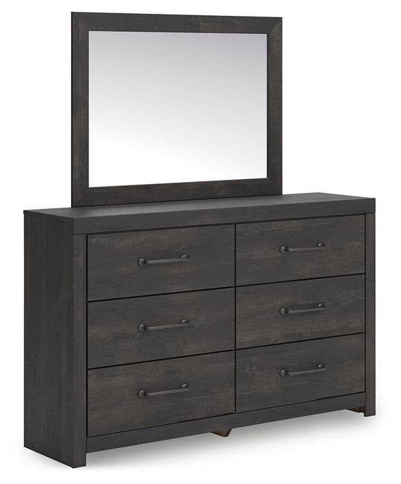 Delmorta Twin Panel Bed with Storage, Dresser and Mirror - alternate view 3