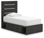 Delmorta Twin Panel Bed with Storage, Dresser and Mirror - alternate view 8