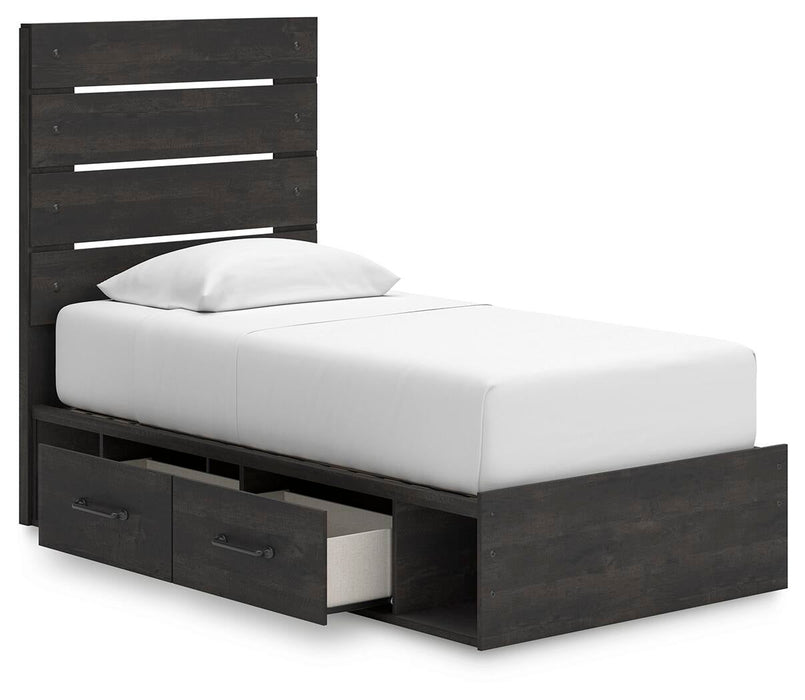Delmorta Twin Panel Bed with Storage, Dresser and Mirror - alternate view 9