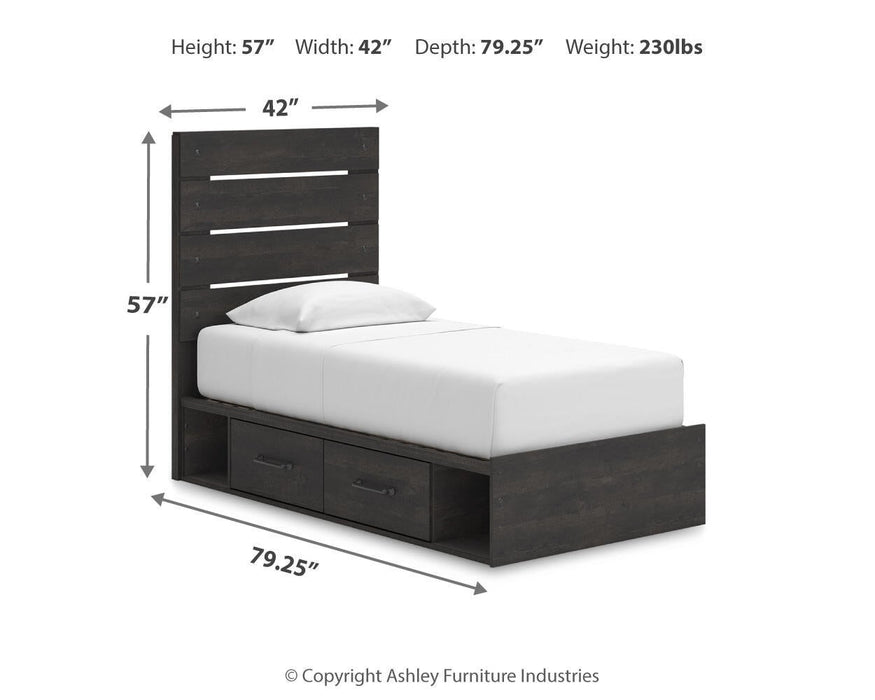 Delmorta Twin Panel Bed with Storage, Dresser and Mirror - alternate view 16