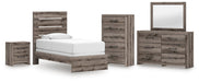 Urbanoore Twin Panel Bed, Dresser, Mirror, Chest and Nightstand