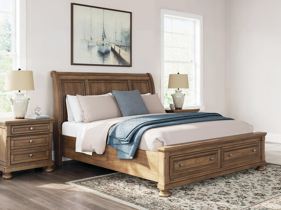 Vandenmore California King Storage Sleigh Bed with Mirrored Dresser and Nightstand - alternate view 21