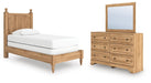 Galletyn Twin Panel Bed with Mirrored Dresser
