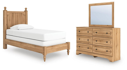Galletyn Twin Panel Bed with Mirrored Dresser