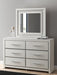 Birmonton Queen Upholstered Panel Platform Bed, Dresser and Mirror - alternate view 13