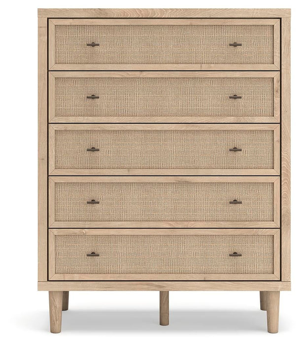 Cielden Full Upholstered Bed with Roll Slats, Dresser, Mirror, Chest and Nightstand - alternate view 7
