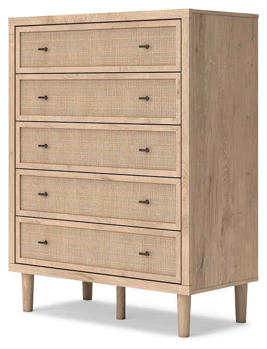 Cielden Full Upholstered Bed with Roll Slats, Dresser, Mirror, Chest and Nightstand - alternate view 11