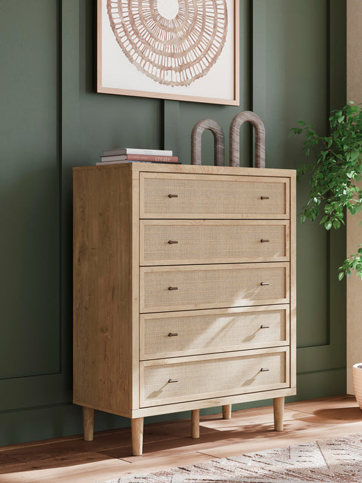Cielden Full Upholstered Bed with Roll Slats, Dresser, Mirror, Chest and Nightstand - alternate view 29