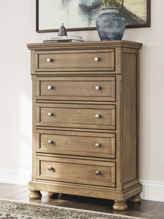 Vandenmore Queen Storage Sleigh Bed with Mirrored Dresser, Chest and Nightstand - alternate view 30