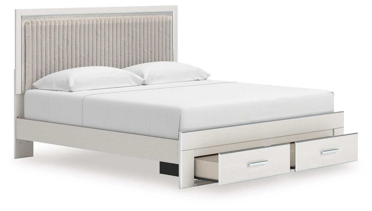 Birmonton King Upholstered Panel Platform Storage Bed, Dresser and Mirror - alternate view 9