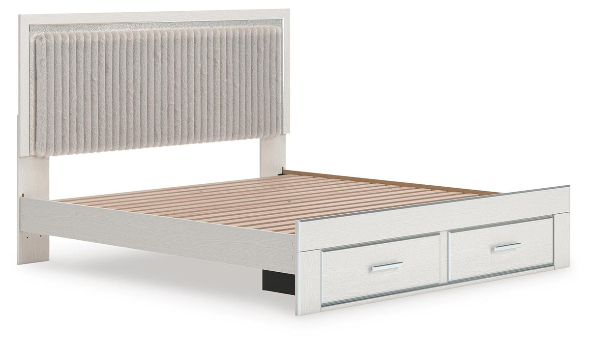 Birmonton King Upholstered Panel Platform Storage Bed, Dresser and Mirror - alternate view 12