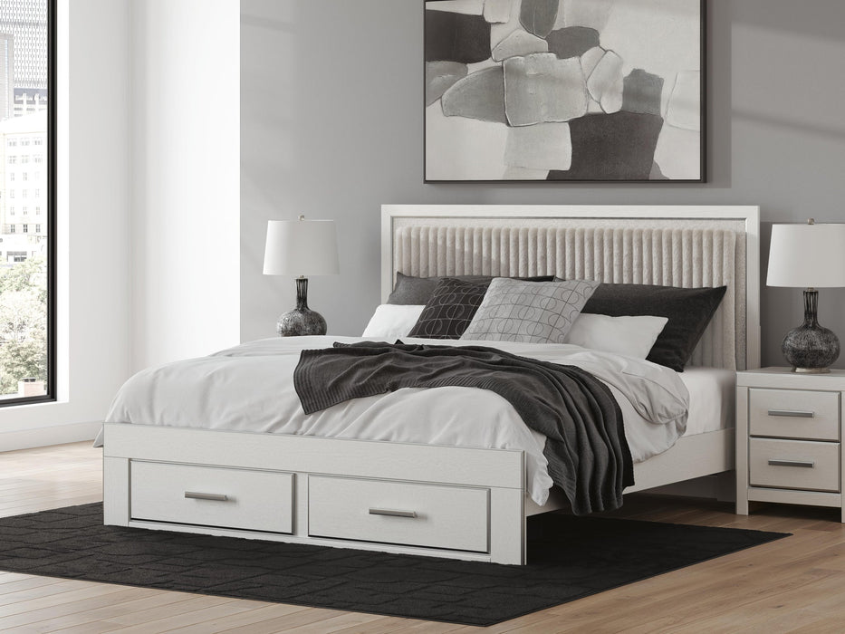 Birmonton King Upholstered Panel Platform Storage Bed, Dresser and Mirror - alternate view 14