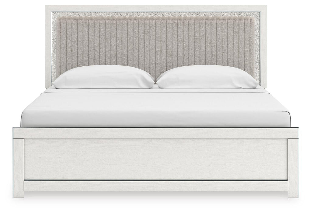Birmonton King Upholstered Panel Platform Bed, Dresser and Mirror - alternate view 7