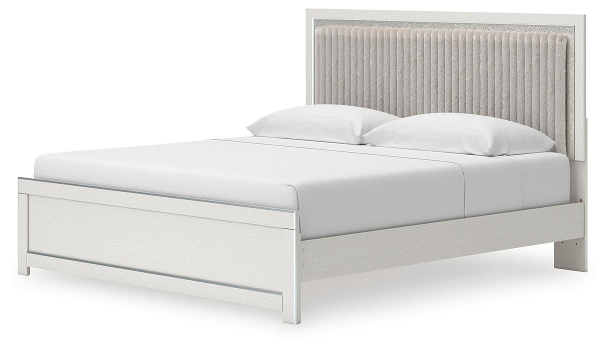 Birmonton King Upholstered Panel Platform Bed, Dresser and Mirror - alternate view 10