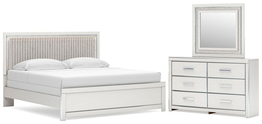 Birmonton King Upholstered Panel Bed, Dresser and Mirror