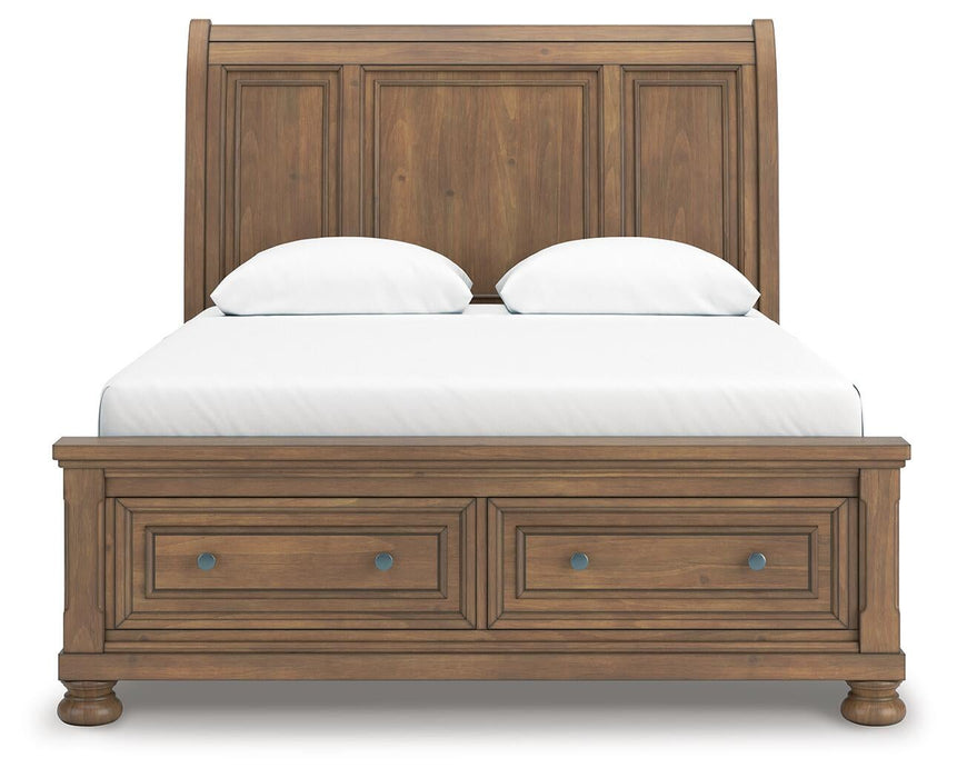 Vandenmore Queen Storage Sleigh Bed with Mirrored Dresser and Nightstand - alternate view 7