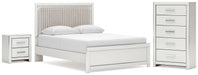 Birmonton Queen Upholstered Panel Platform Bed, Dresser, Mirror and Nightstand